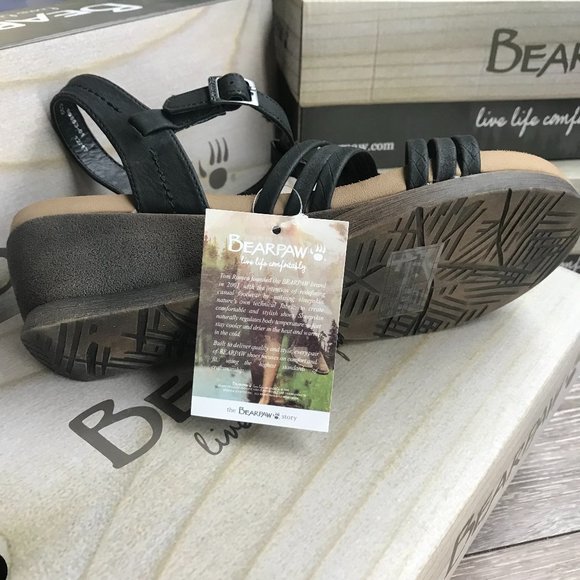 BEARPAW Viola Black Wedge Sandal New in Box - Picture 3 of 5